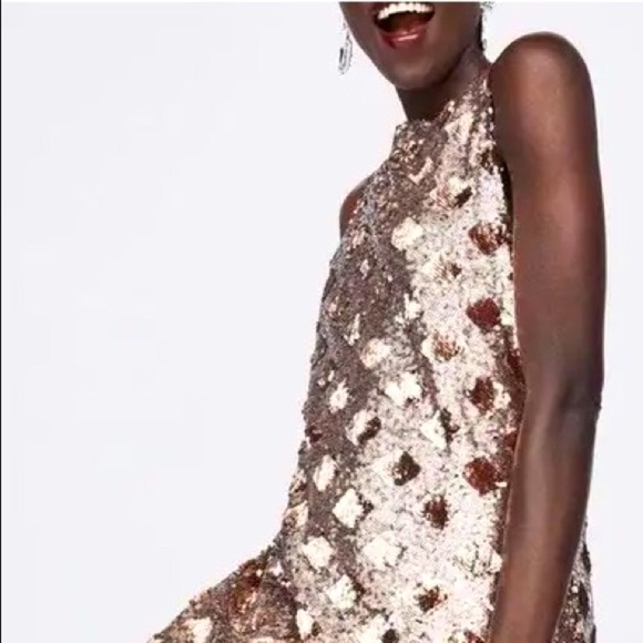 ZARA Sequined Mini Dress, with “reversible sequins” - Picture 1 of 12